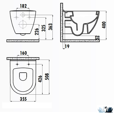 Чаша унитаза Creavit Terra TP329-11CB00E-0000 (TP329.00100), подвесная, безободковая
