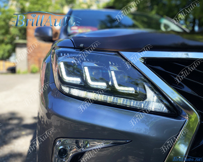 Фары Lexus LX 570 2012-2015 LED 3 линзы стиль 20г.
