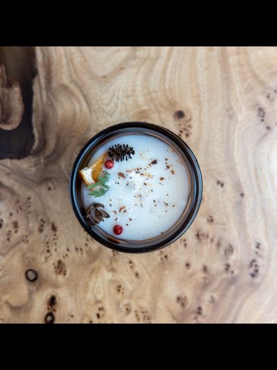 свеча НОВОГОДНЕЕ УТРО  | Соевый воск (корица, грейпфрут, имбирь, мускатный орех)