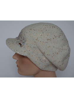 Белая женская кепка с пайетками и украшениями Италия Vizio 6978