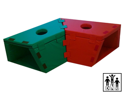 Мягкий модульный Туннель-трансформер (2 секции) зеленый/красный