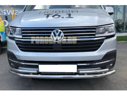 Защита переднего бампера двойная d60/42 для Volkswagen T6 (2020-)