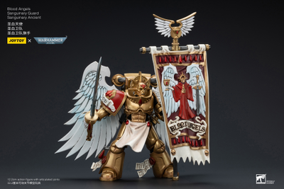 Знаменосец Сангвинарной гвардии Кровавых Ангелов (Warhammer 40k) - КОЛЛЕКЦИОННАЯ ФИГУРКА 1/18 Blood Angels Sanguinary Guard Sanguinary Ancient (JT6199) - JOYTOY