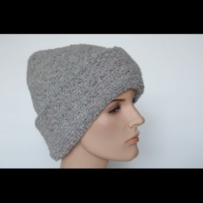 Шапка серая с отворотом вязаная из альпака Vizio Италия 7007 CRY