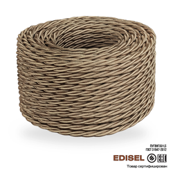 Витой ретро провод 3х2.5 бронзовый шелк бухта