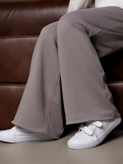 Брюки палаццо с утяжками (серый)