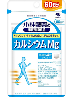 Kobayashi Pharmaceutical Calcium Mg Кальций + магний для сердечно-сосудистой системы и костей на 60 дн (240шт)