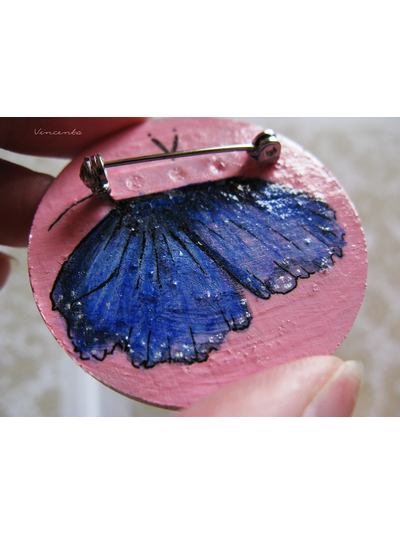 Сказание о бабочке. Деревянная брошь с крылом бабочки, эко-украшение