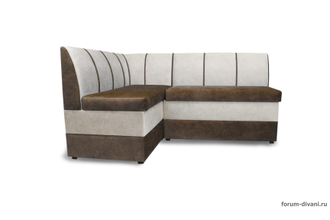 Кухонный Угловой диван "Форум-8" Коричневый/Слоновая кость Левый