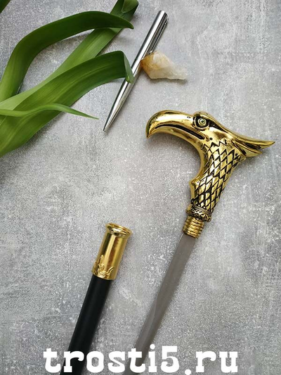 Трость опорная "Зоркий ястреб" с рукоятью в виде ястреба со съемным клинком внутри