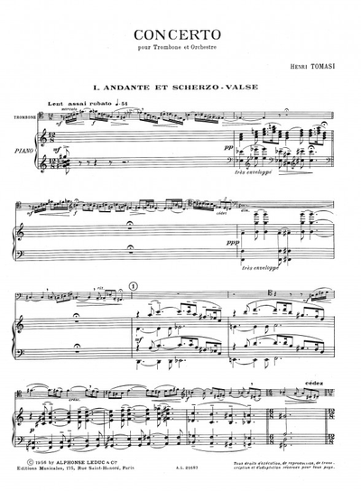 Tomasi: Concerto Trombone Et Piano
