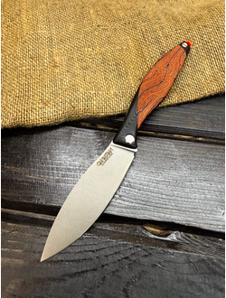 Фрикционный складной нож Канадец Большой сталь ELMAX, рукоять G10/микарта черно-оранжевая