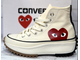 Кеды Converse Play Comme Des Garçons на платформе белые