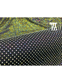 Сетка со стразами SS 12 cristall AB, цв. Черный (лайт)