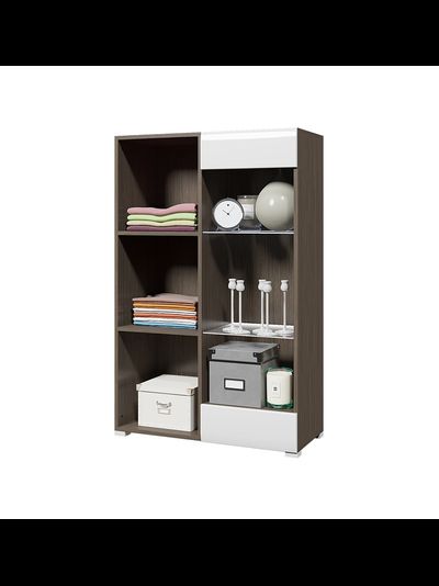 Ненси стеллаж Ясень шимо светлый/Капучино глянец