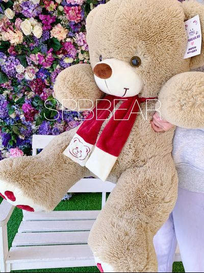 Плюшевый медведь 110 см кремовый Кевин