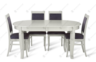 Стол Рим-П серый шелк+4 стула Венеция-П картье чаркоал / серый шелк