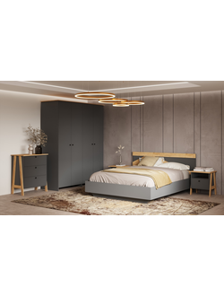 Теодора комплект мебели для спальни Графит/Дуб крафт