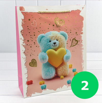 Пакет подарочный "Мишки" (микс), 26*32*10см