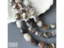 Агат Ботсвана прямоугольники в грубой огранке 17-22х14-17,5 мм, цена за нить 19 см