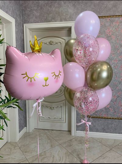 Набор шаров с кошечкой в короне