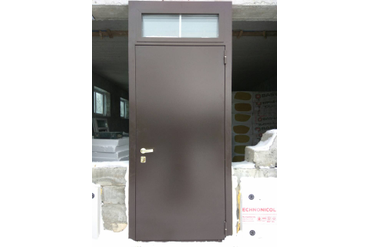 Дверь металлическая Металл/Металл, Вставка сверху со стеклопакетом.