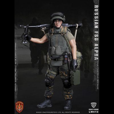 Спецназ Альфа с пулеметом - Коллекционная фигурка 1/12 scale Russian Alpha Special Forces Machine Gunner (LW010) - Crazy Figure