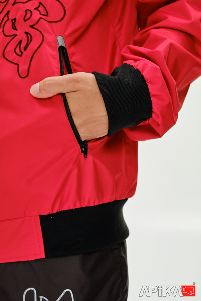 Костюм спортивный KANJI с символикой каратэ, черно-красный, APIKA, вышивка киокушинкай