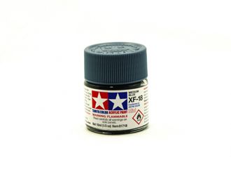 XF-18 MEDIUM BLUE FLAT, ACRYLIC PAINT MINI 10 ML. (СРЕДНЕ-СИНИЙ МАТОВЫЙ) TAMIYA