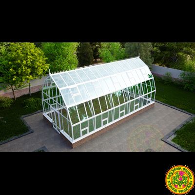 Базовая комплектация теплицы из стекла и алюминия “Леонардо XL” размером 5000 х 10000 мм