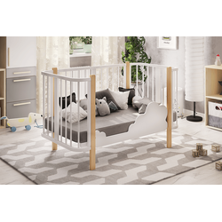 Кровать деревянная детская ОЛИВИЯ белая/бук разборная