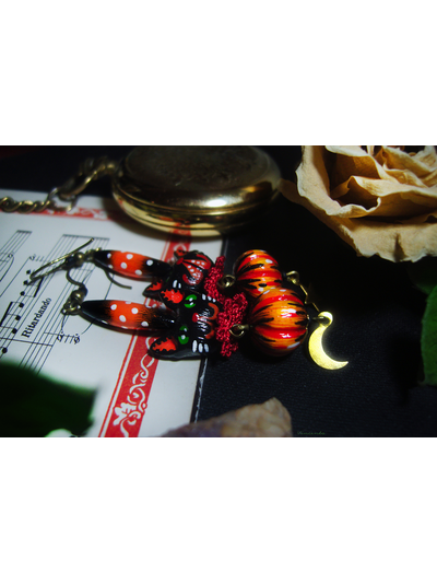 Серьги с котиками и тыквами "Легенды октября", украшение к Хэллоуину