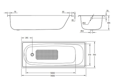 Ванна стальная BLB UNIVERSAL HG 150х70 с ножками и шумоизоляцией