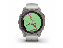 Умные часы Garmin Fenix 7 Pro Sapphire Solar титановый серый с серо-оранжевым ремешком 010-02777-20