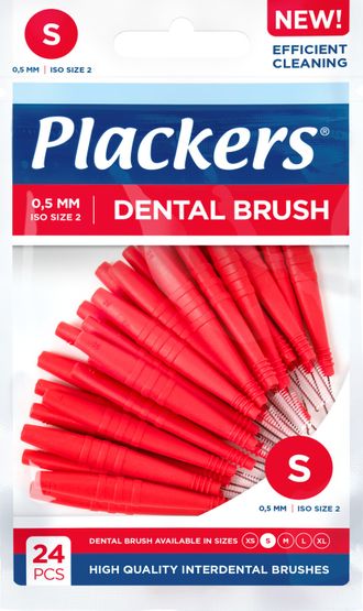 Межзубные ершики Dental Brush S, 0,5 мм, красные, Plackers, 24 шт.