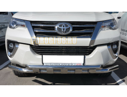 Защита переднего бампера двойная с перемычками d60/60 для Toyota Fortuner 2017-