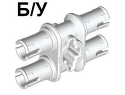 ! Б/У - Technic, Pin Double with Axle Hole, White (32138 / 4118979) - Б/У