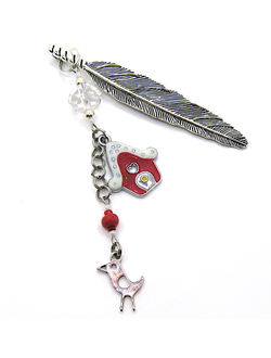 "Зима в Простоквашино". Книжная закладка-перо с подвесками, 8 см