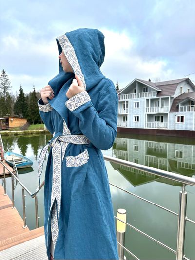 Халат для бани из крапивы &quot;Легкий Пар&quot; с капюшоном