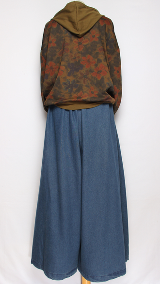 Джемпер ХЛОПОК "Капюшон Размытые цветы" красный, зеленый, синий, вишня до р.50