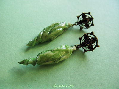 Зелёные серьги-капли "Нефритовый дух"