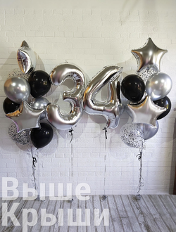 Сет воздушных шаров для него "Космический" с двумя большими цифрами