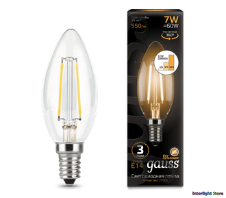 Gauss LED Filament Candle B60 Step Dimmable 7w 827/840 E14