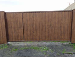 Ворота откатные со встроенной калиткой на винтовых сваях