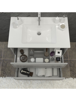 Тумба подвесная без раковины Smile Луиджи 70 серый матовый + Раковина Cerastyle Ibiza 71