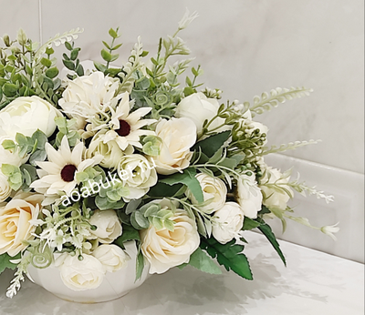 Композиция из искусственных цветов - Алиса в белом № МК008 - Купить в Москве