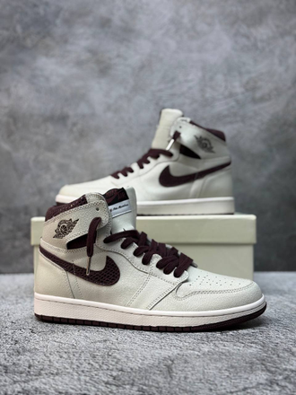 Nike Air Jordan 1 Mid Sail and Burgundy