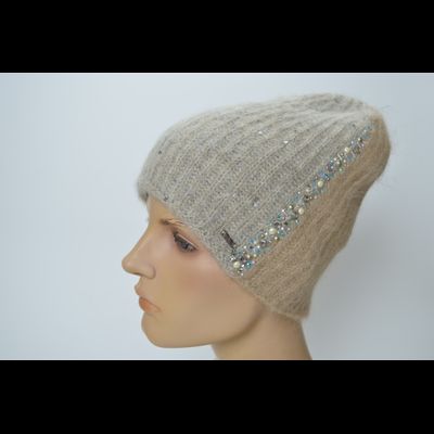 Шапка Vizio 1384 CY бежевая с горчичным