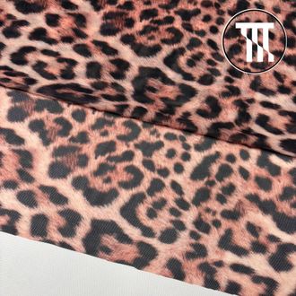 Сетка-стрейч принт Увеличенный леопард с ворсинками