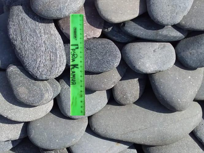 Галька плоская синяя речная, фракция 200-300 мм